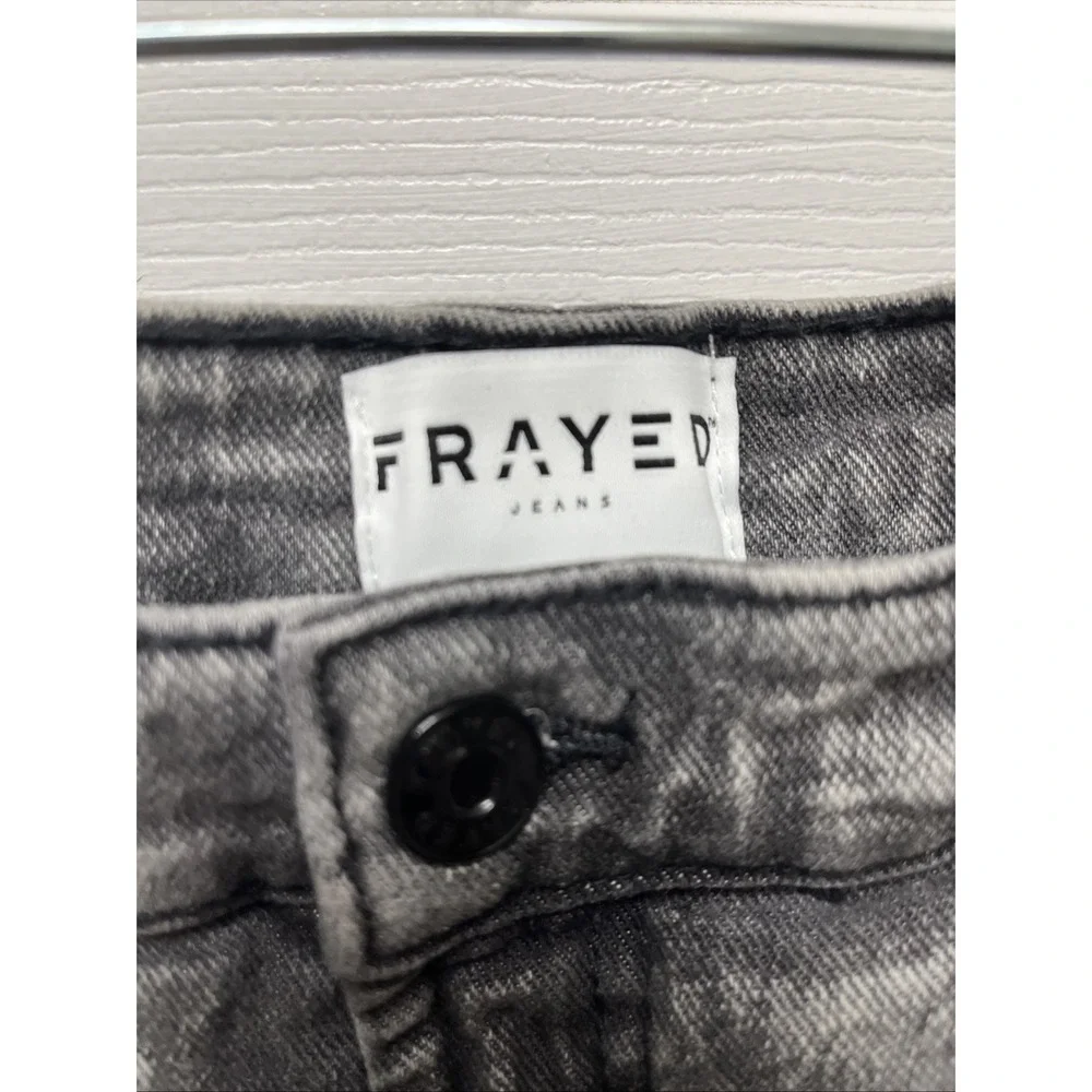 FRAYED Super High Rise Distressed Denim Rolled Cuff Shorts 31 stonewashed black